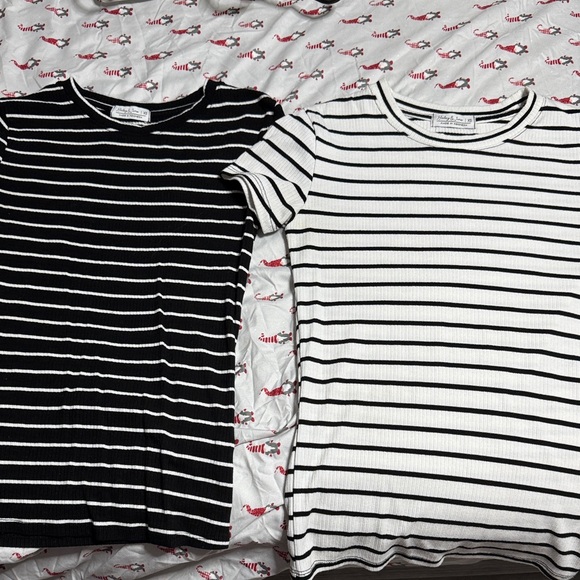 Stylish Black and White Striped Short Sleeve Tees - Picture 1 of 1
